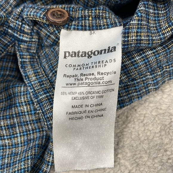 Patagonia Back Step Short Sleeve Button Front Shirt Blue Gray Plaid Checked Sz S - Picture 11 of 13